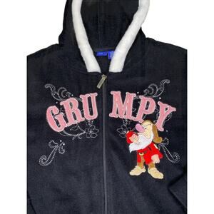 Vintage Disney GRUMPY Women’s 3XL Full Zip Hoodie Sweatshirt Blue Tag Fleece